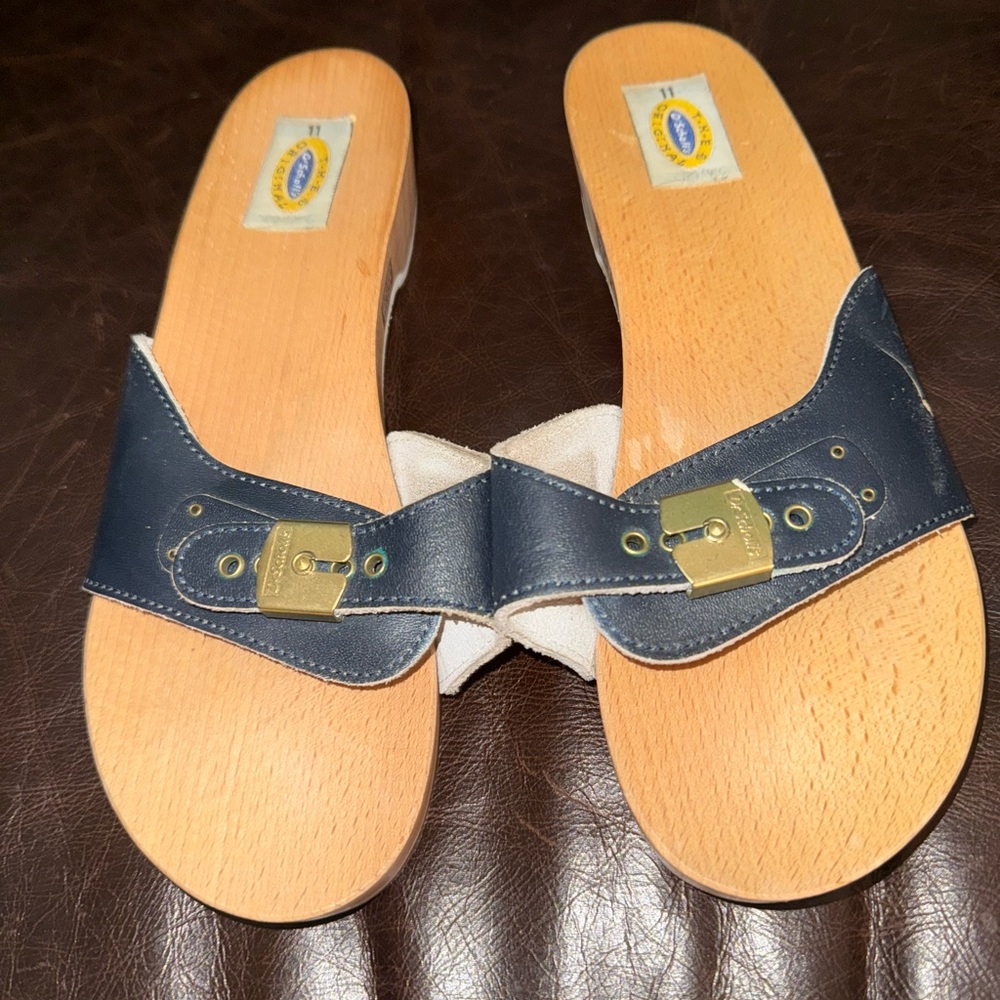 Dr. Scholl’s Navy Blue Wooden Sandals